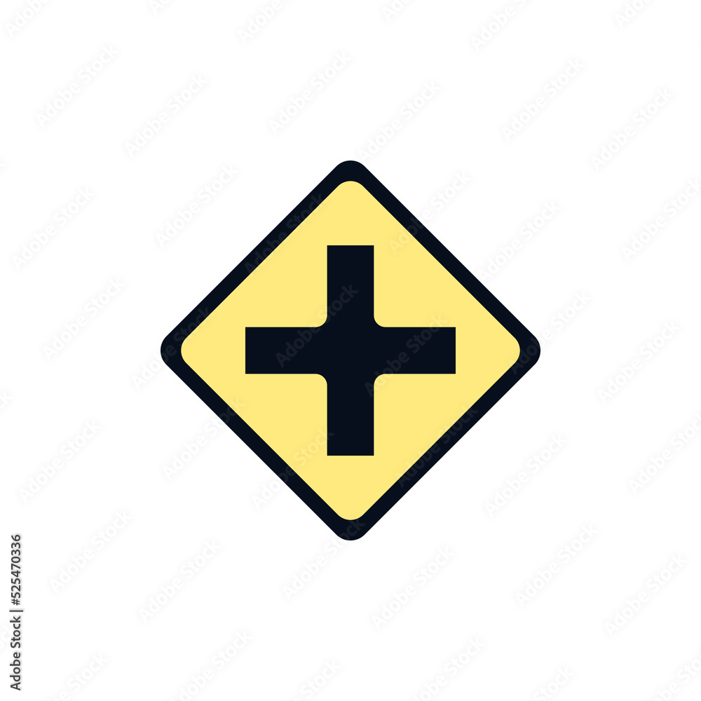 Fototapeta premium Intersection road sign flat icon