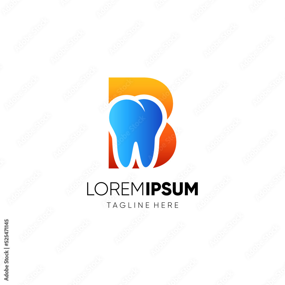Letter B Dental Tooth Logo Design Vector Icon Graphic Emblem Illustrati Letter B Dental Tooth Logo Design Vector Icon Graphic Emblem Illustrati