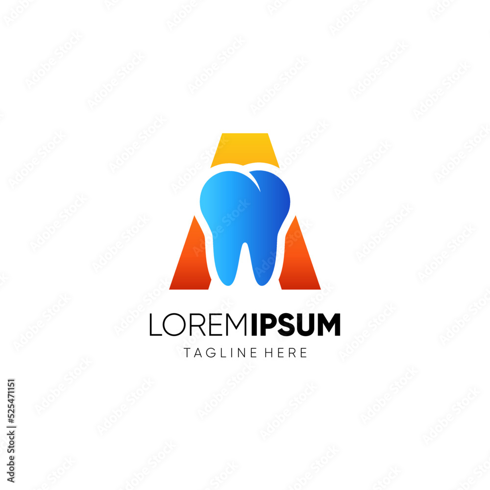 Letter A Dental Tooth Logo Design Vector Icon Graphic Emblem Illustration Letter A Dental Tooth Logo Design Vector Icon Graphic Emblem Illustration