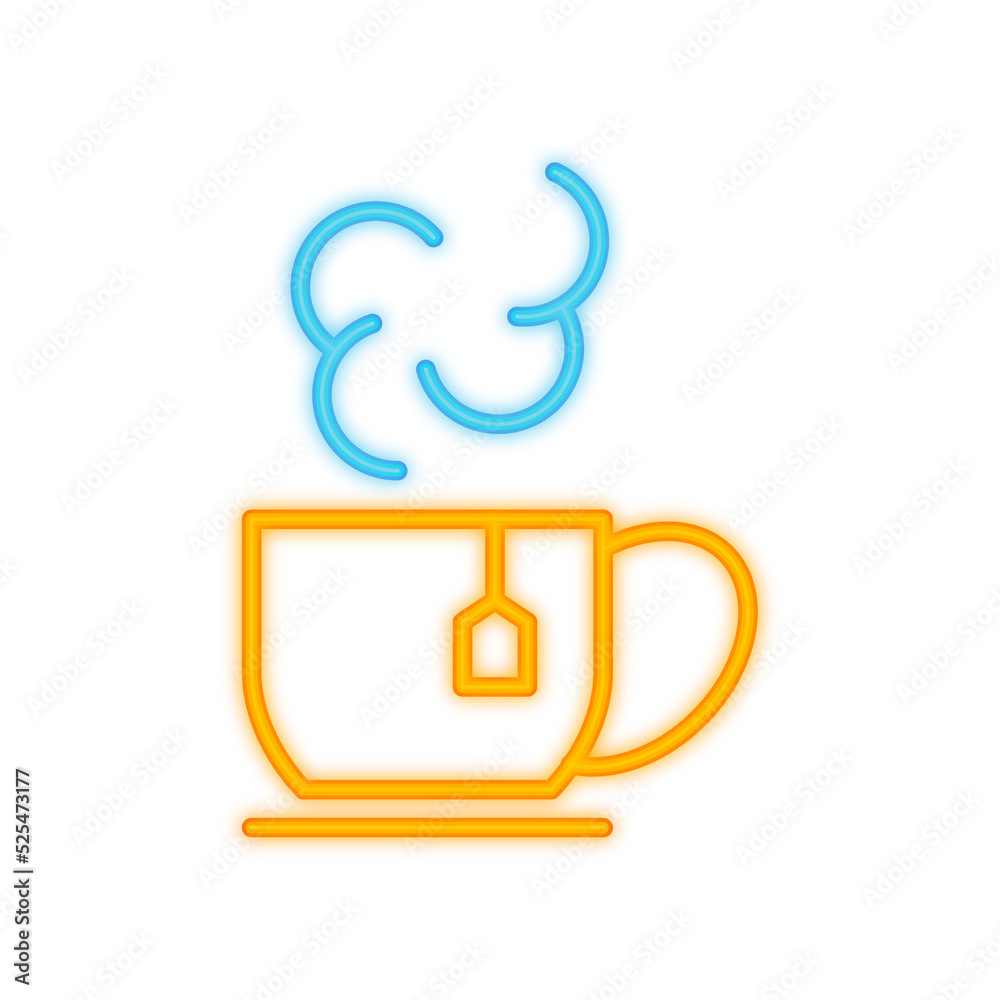 hot tea neon icon