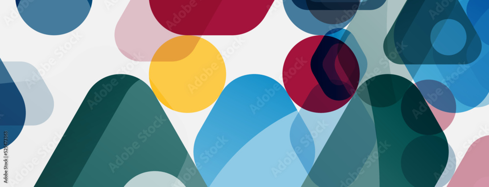 Color bubbles and rounded geometric shapes on white. Vector geometric minimal abstract background for wallpaper, banner, background, landing page Color bubbles and rounded geometric shapes on white. Vector geometric minimal abstract background for wallpaper, banner, background, landing page