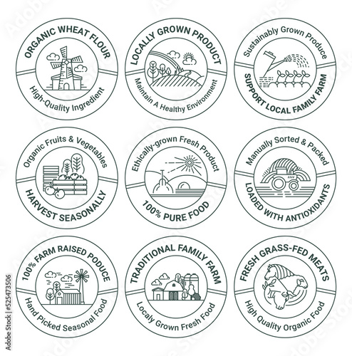 Sticker tag set for organic locally grown product © Sonulkaster