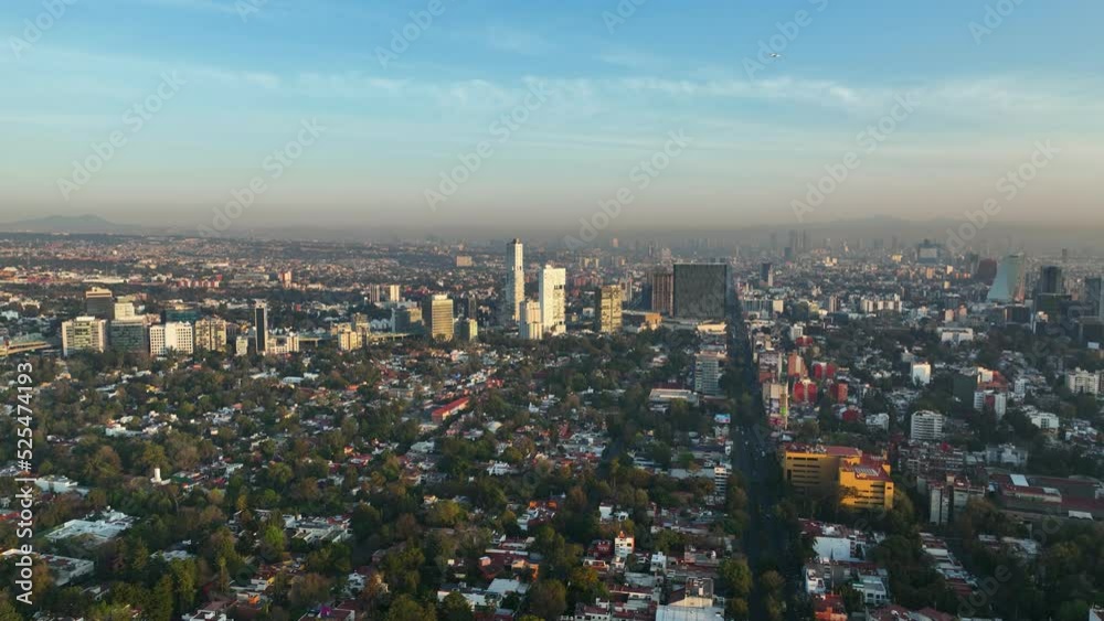 Beautiful Cityscape of Mexico City at Calm Sunset, Copy Space in Sky Beautiful Cityscape of Mexico City at Calm Sunset, Copy Space in Sky