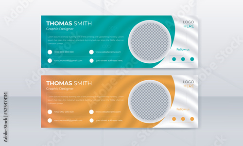 Corporate, Modern & Professional Email Signature. Office business visit cards for webmail user interface with a place for your photo and text vector.