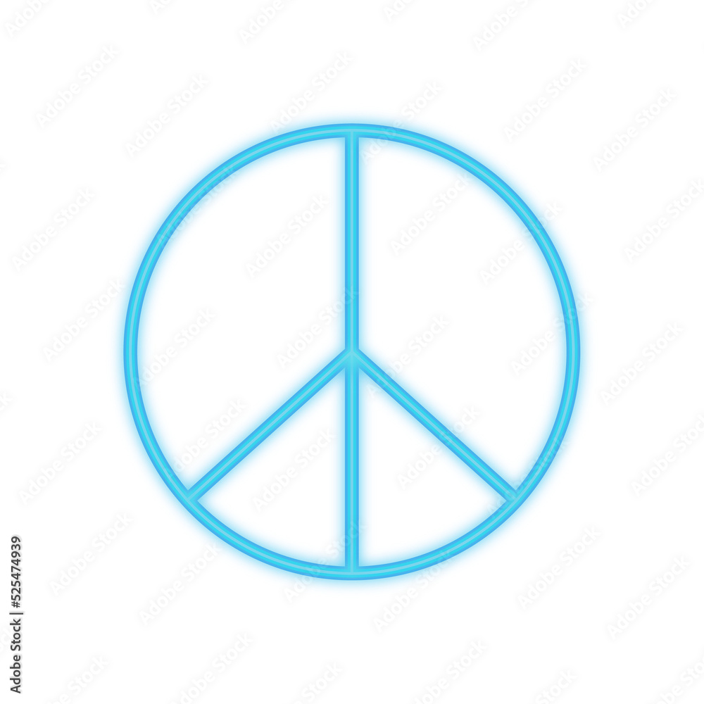 peace sign neon icon