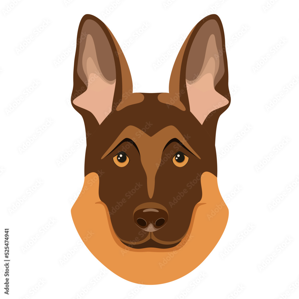 The head of a German Shepherd on a white background. Dog. Cartoon design.
The head of a German Shepherd on a white background. Dog. Cartoon design.