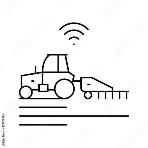 tillage smart farm agriculture line icon vector illustration