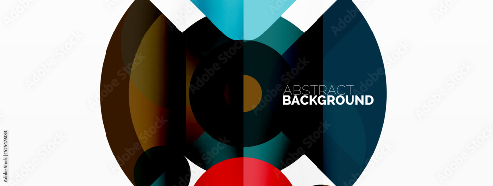 Colorful round shapes, circles and triangles background. Minimal geometric template for wallpaper, banner, presentation Colorful round shapes, circles and triangles background. Minimal geometric template for wallpaper, banner, presentation
