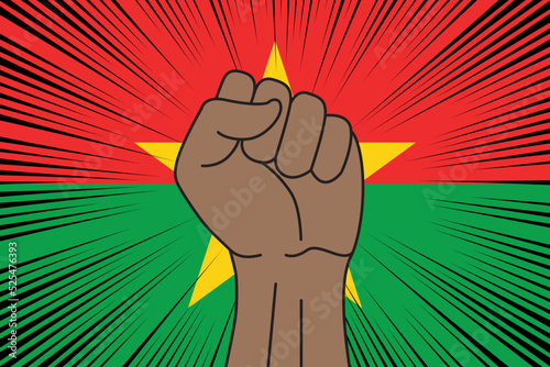 Human fist clenched symbol on flag of Burkina Faso