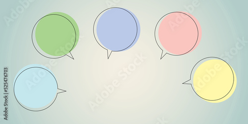 Blank colorful speech bubble with light on pastel background. Design template for brochures, book covers, magazine, website, business card, branding, banners and advert. illustration design style.