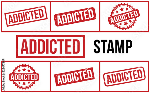 Addicted Rubber Stamp Set Vector