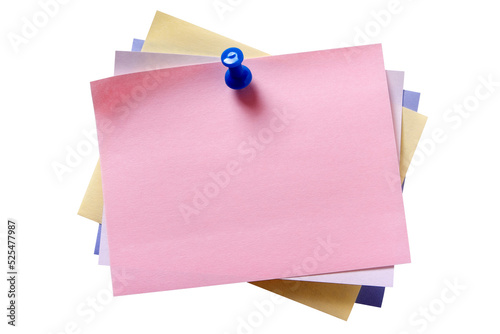 Various colors pink oblong sticky post it note pushpin isolated transparent background photo PNG file