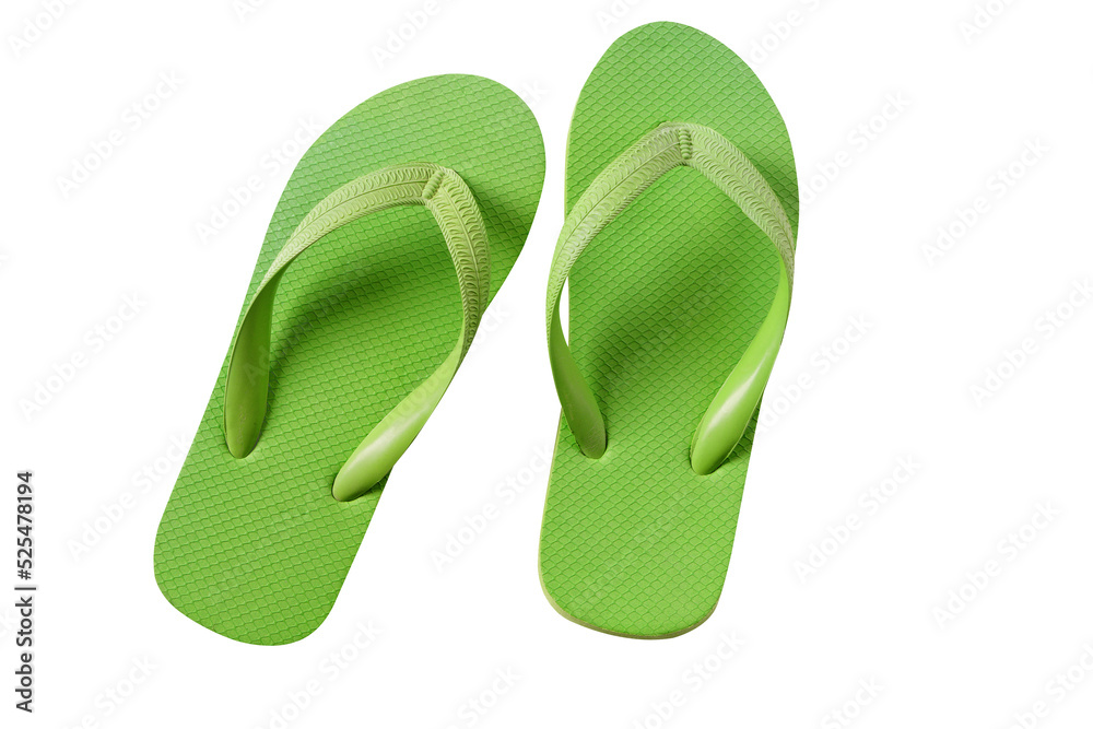 Green flipflops beach shoes sandals pair isolated transparent ...