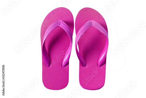 Pink flip flops beach sandals isolated pair two transparent background photo PNG file