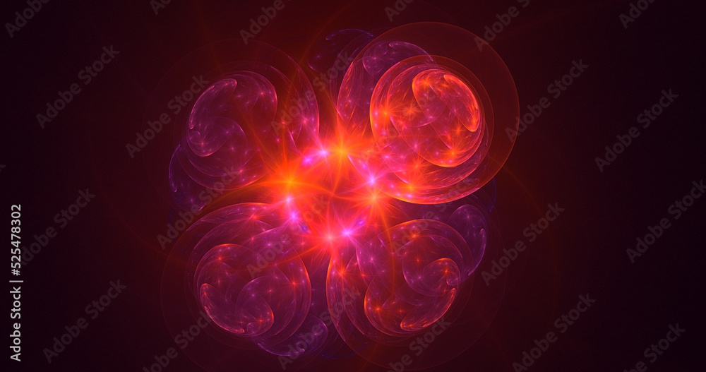 3D rendering abstract multicolor fractal light background