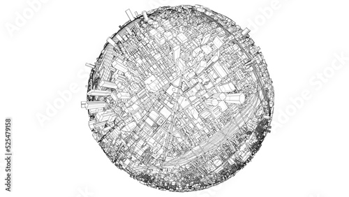 3d city sphere. Vector rendering of 3d