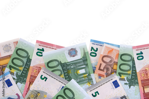 Wallpaper Mural Border of various different Euro paper currency bills isolated transparent background photo PNG file Torontodigital.ca