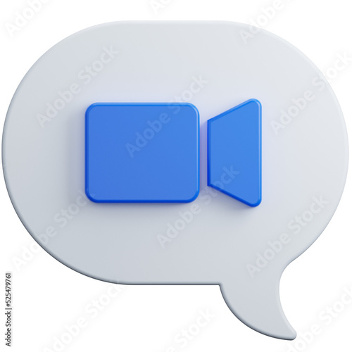 Video call message chat on transparent background. 3D Illustration