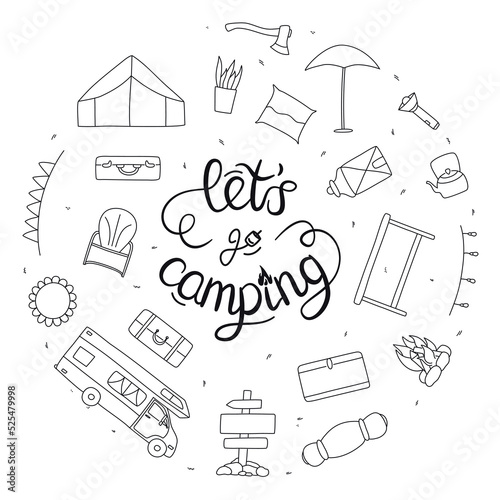 Set of vector hand drawn flat colourful illustrations