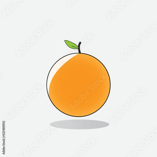 fresh orange with leaf healthy juicy fruit full of vitamin and nutrition vector illustration