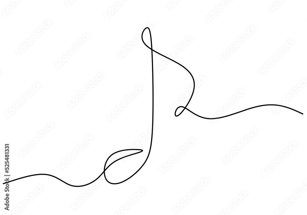One continuous single line hand drawing of music symbol isolated on white background. One continuous single line hand drawing of music symbol isolated on white background.