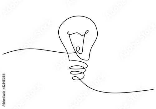 One continuous single line hand drawing of big lamp isolated on white background.