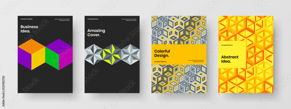 Clean mosaic tiles corporate identity illustration bundle. Bright magazine cover A4 vector design concept set. Clean mosaic tiles corporate identity illustration bundle. Bright magazine cover A4 vector design concept set.