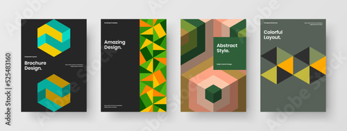 Free Download Modern placard A4 design vector template bundle. Trendy mosaic hexagons company brochure concept composition. - GFXLoad