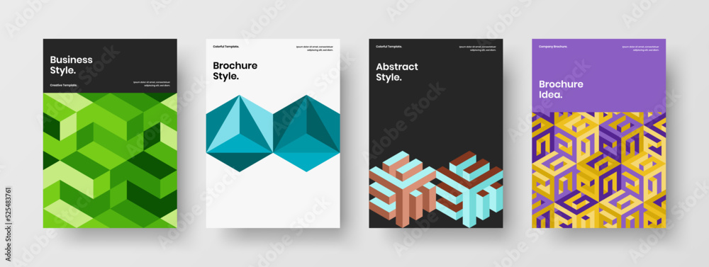 Original geometric shapes front page concept collection. Unique presentation design vector illustration composition.