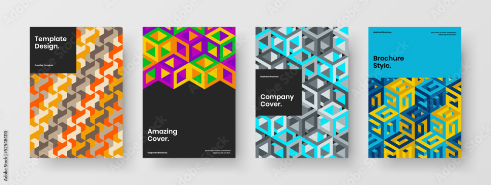 Isolated mosaic shapes presentation illustration collection. Simple corporate cover vector design layout set. Isolated mosaic shapes presentation illustration collection. Simple corporate cover vector design layout set.