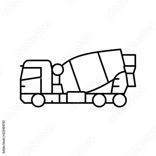 concrete mixer construction car vehicle line icon vector illustration