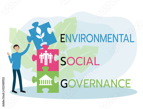 ESG concept of environmental, social and governance in sustainable and ethical business, vector illustration
