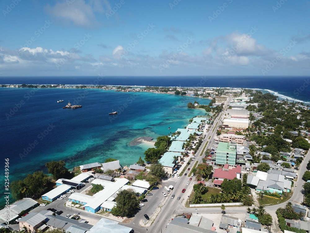 Majuro atoll and Majuro town in Marshall islands