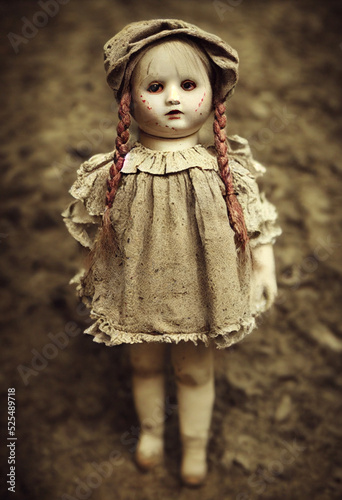 Fotobehang Ragged scary doll