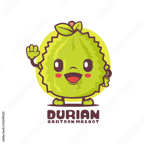Durian cartoon mascot. fruit vector illustration
