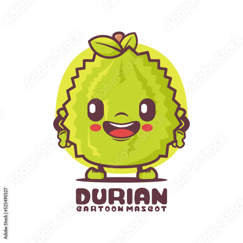 Durian cartoon mascot. fruit vector illustration