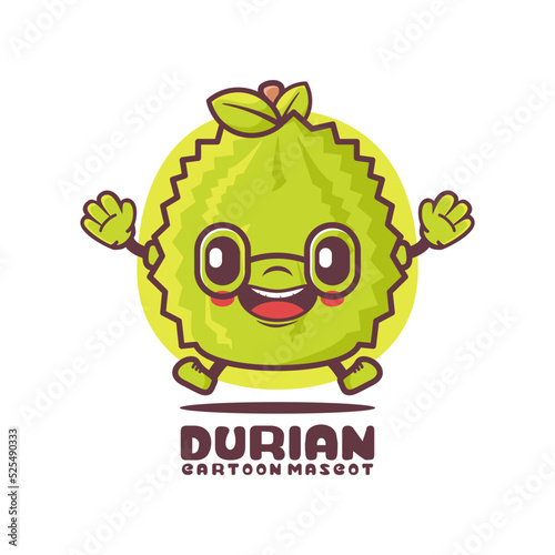 Durian cartoon mascot. fruit vector illustration