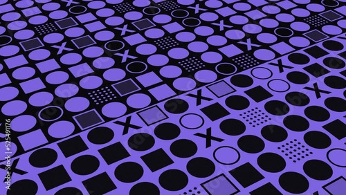 Geometric background, colorful seamless geometric patterns. 3D rendering