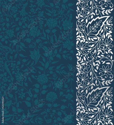 wedding card design, traditional paisley floral pattern , royal India 