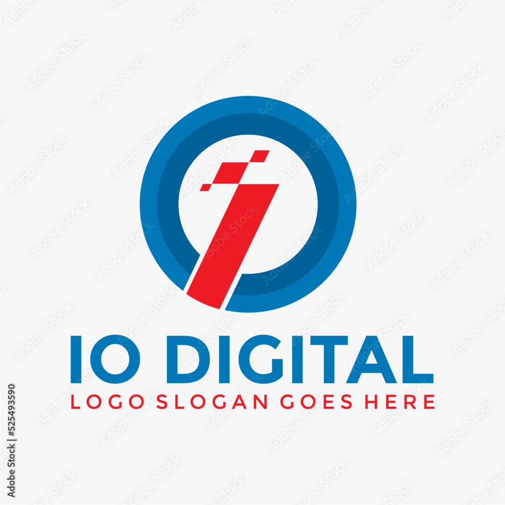 IO OI Digital data pixel logo vector image Stock Vector | Adobe Stock