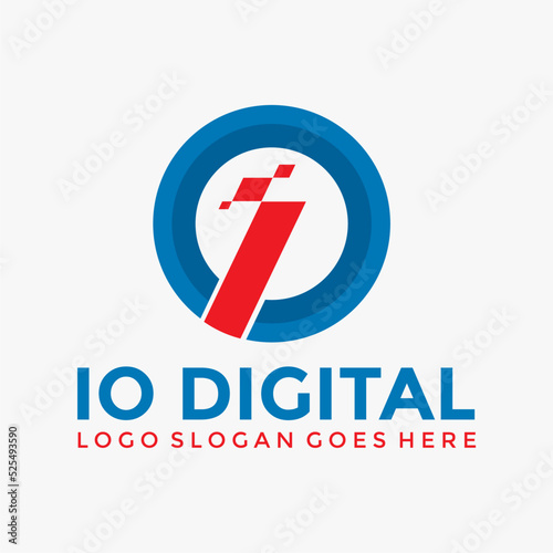 IO OI Digital data pixel logo vector  image