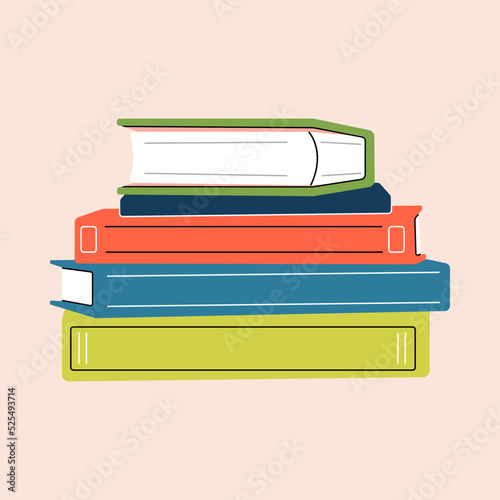 Stack of books to read in flat line color style. Study, textbooks, bookstore, rack, journal, library, volume, literature. abstract minimalist trend illustration for logo, sticker, icon, patch, print.