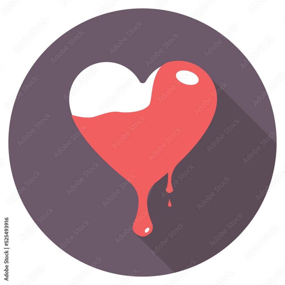 Dripping Heart Flat Colored Icon Dripping Heart Flat Colored Icon