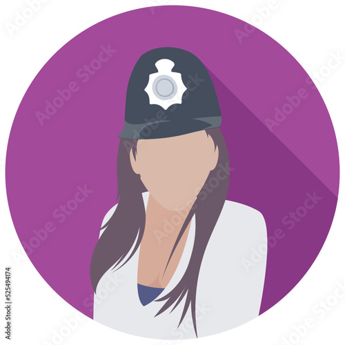 Lady Cop Flat Colored Icon