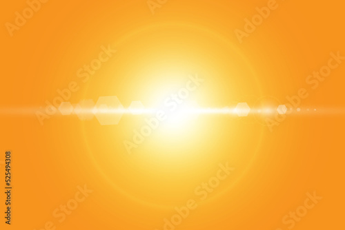 Warm sun on a yellow background. Leto.bliki solar rays.Оrange yellow background.