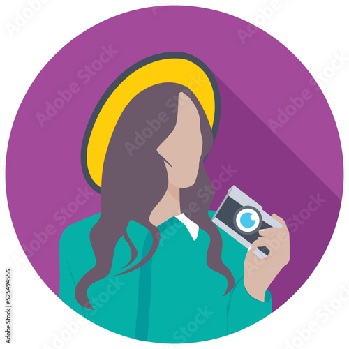 Female Photographer Flat Colored Icon