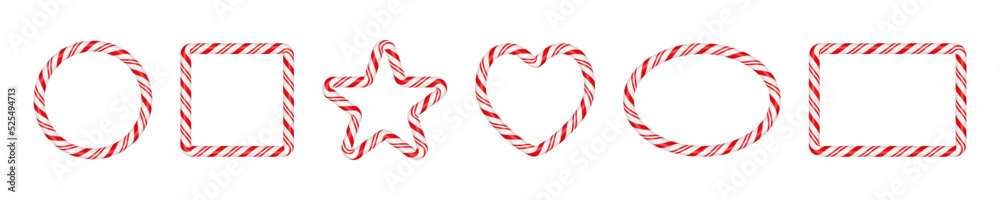 custom made wallpaper toronto digitalChristmas candy cane frames with red and white striped. Xmas circle, oval, square border with striped candy lollipop pattern. Blank christmas template. Vector illustration isolated on white background