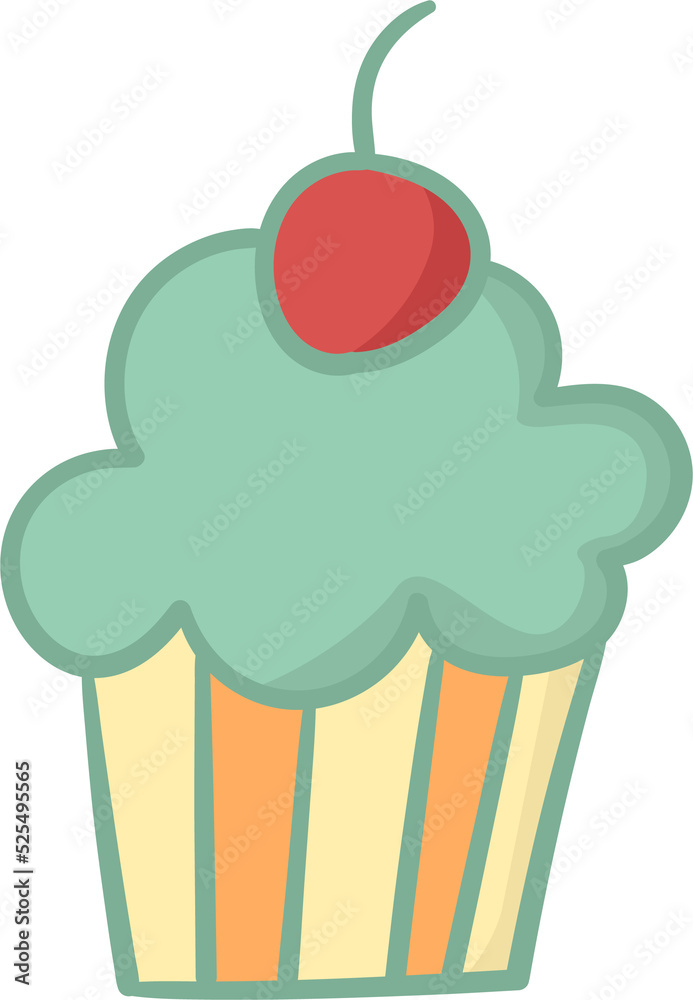 Cupcake hand drawn filled outline style Cupcake hand drawn filled outline style
