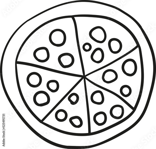 Sliced pizza hand drawn outline style