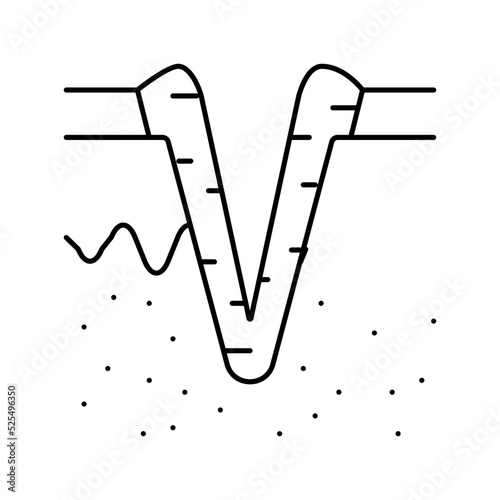 ice pick acne scar line icon vector illustration